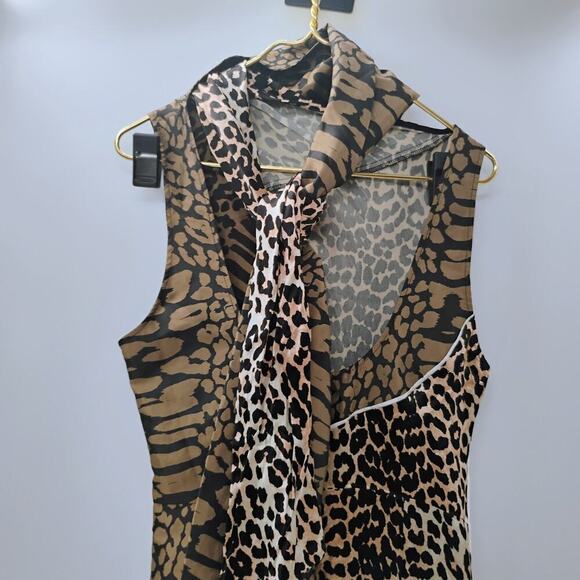 Ganni Mullin Georgette Leopard Print Wrap Jumpsuit Size 38 - Picture 7 of 16